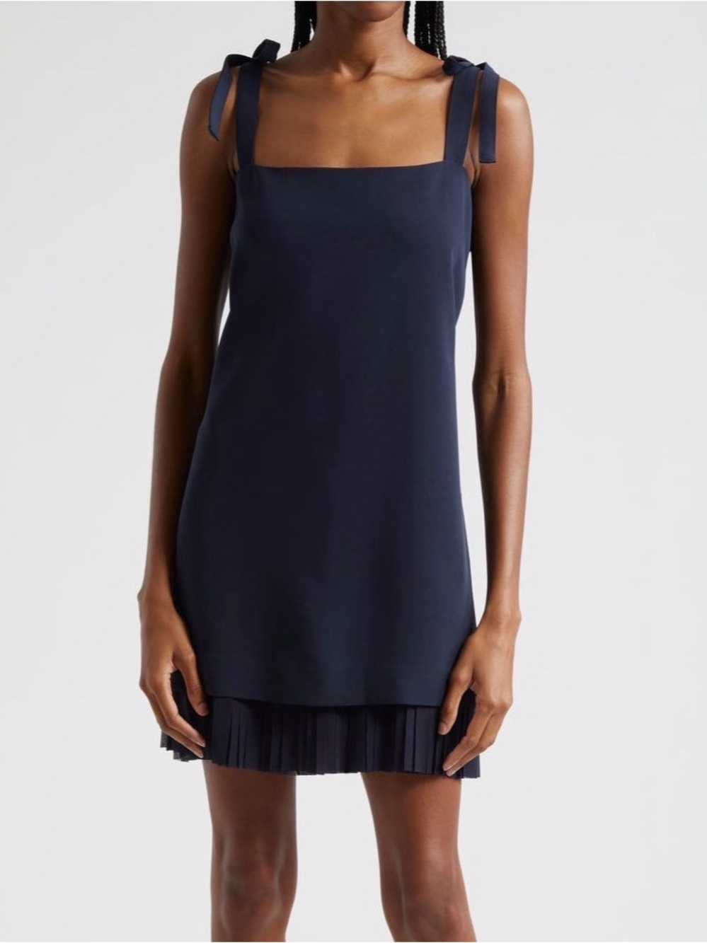 cinq a sept Navy Blue Tie-Shoulder Midi Dress